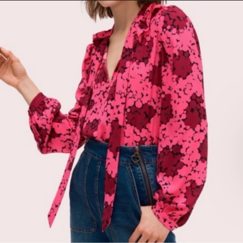 Kate Spade Bubble Dot Blouse Pink Size XS